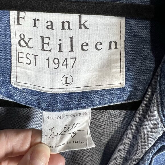 Frank & Eileen Collar Button-Up Shirt Vintage Stonewashed Indigo Size L Casual - Picture 7 of 12